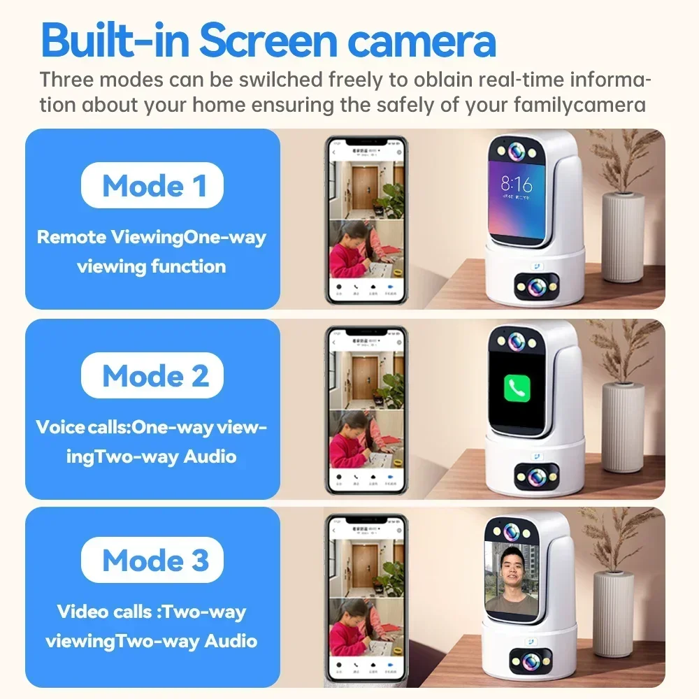 Imagem -05 - Wifi Câmera de Vigilância Casa Inteligente em Dois Sentidos Voz Chamada de Vídeo Monitoramento 2mp Cor Visão Noturna sem Fio Segurança ip Cctv 3mp hd