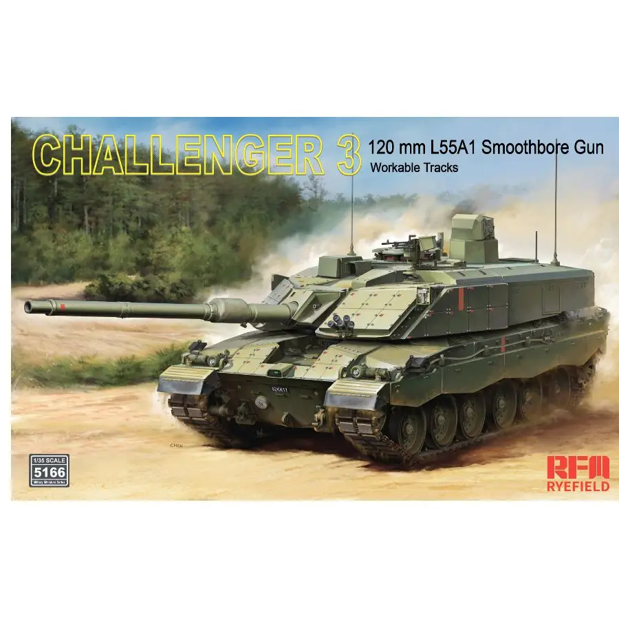 RYE FIELD 5166 1/35 Challenger 3 120 mm L55A1 Smoothbore Gun Plastic Assembly Model Kit