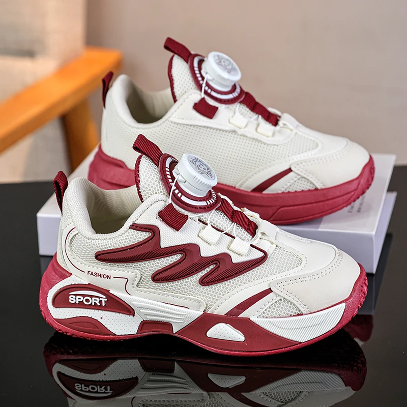 

Children's Soft Bottom Trendy Ball Shoes for Boys Basketball Shoes New Spring Summer Anti-slip Cool Rotating Buckle Sports Shoes