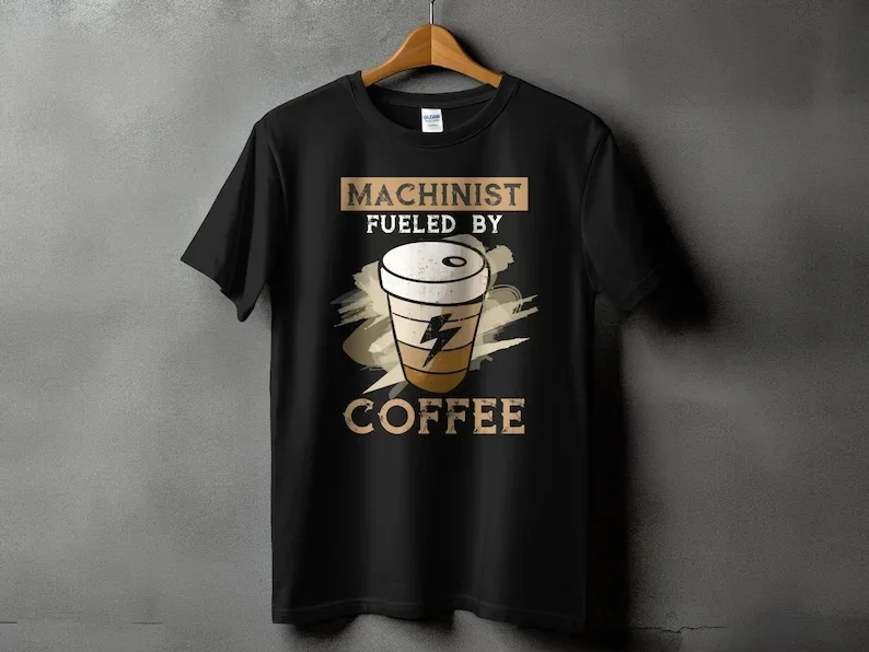 

Machinist Coffee Tee, Gift for Coffee Addict