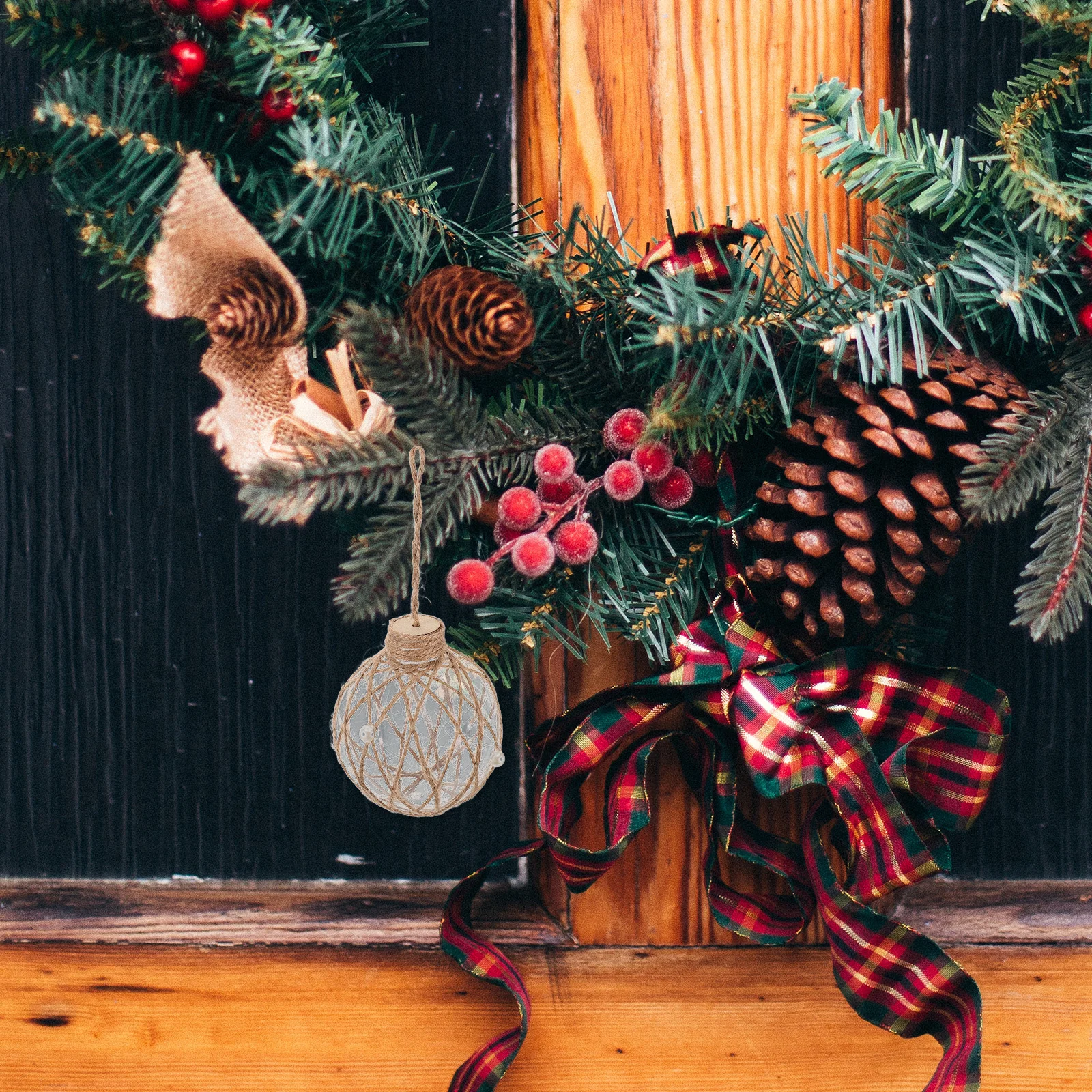 

2Pcs Clear Plastic Fillable Ornament Balls Shatterproof Round Baubles Rustic Jute Rope Christmas Tree Decoration DIY Wedding