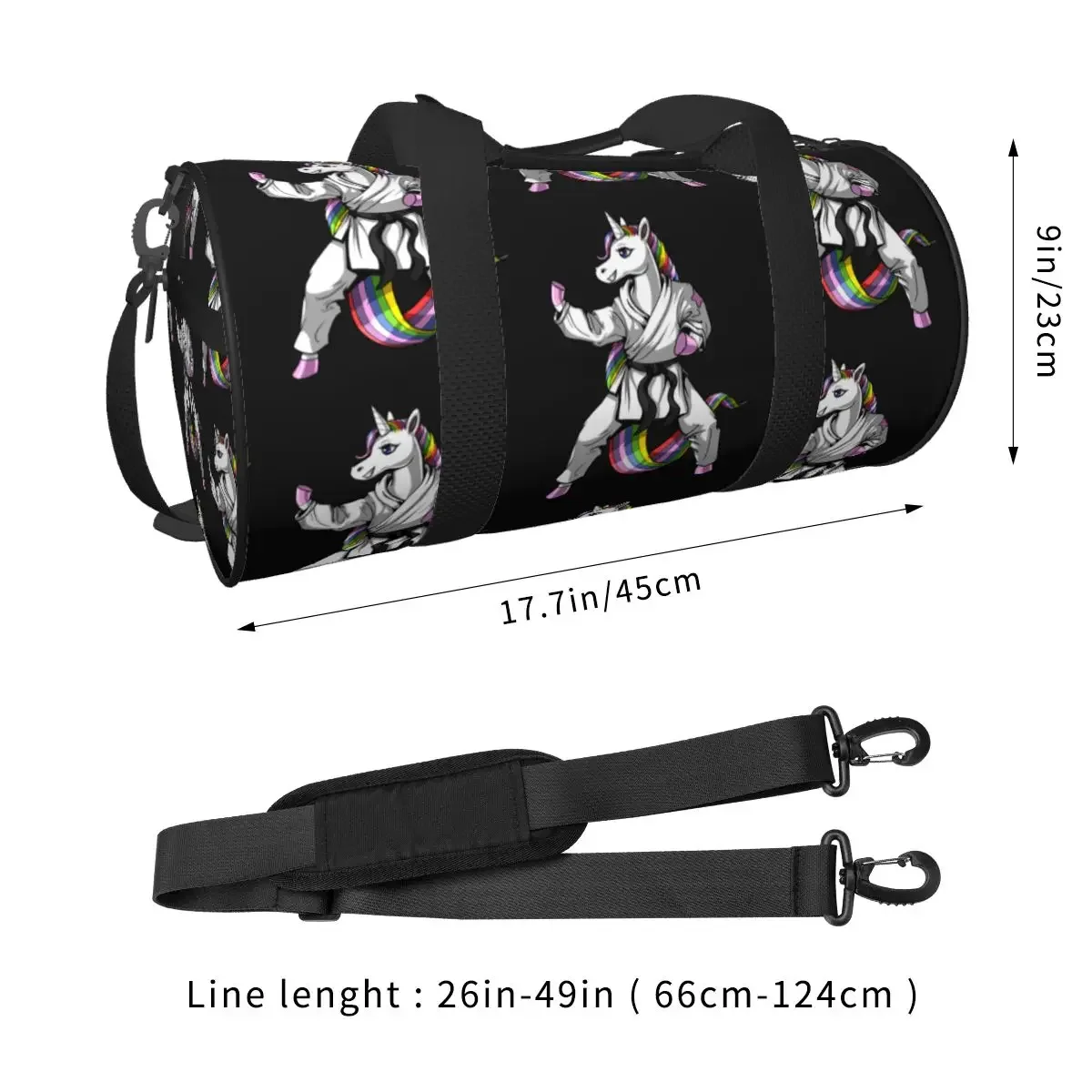 ユニコーン空手スポーツバッグ武道トレーニングジムバッグ靴グラフィックハンドバッグカップルパターン防水フィットネスバッグ