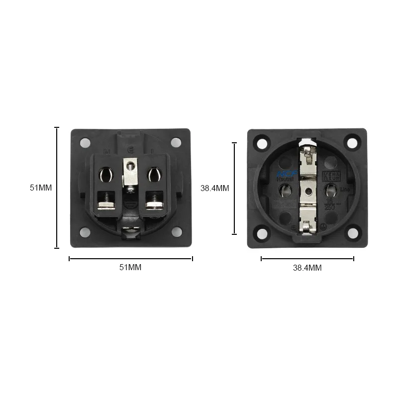 1 Uds FI-E30 toma de tarjeta ensamblada de tipo europeo AC220-250V 16A EU Euro Schuko 2 pines IEC entrada enchufe de chasis