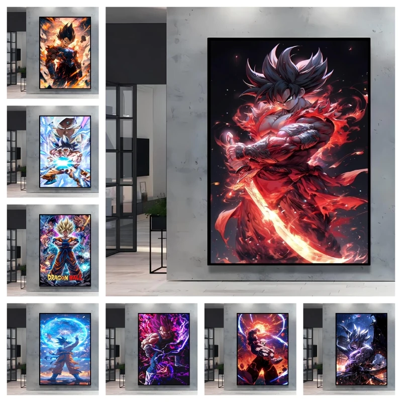 

Hot Anime Dragon Ball Goku Classic Character Poster Canvas Painting Bright and Long Lasting Colors Home Bedroom Wall Decorative