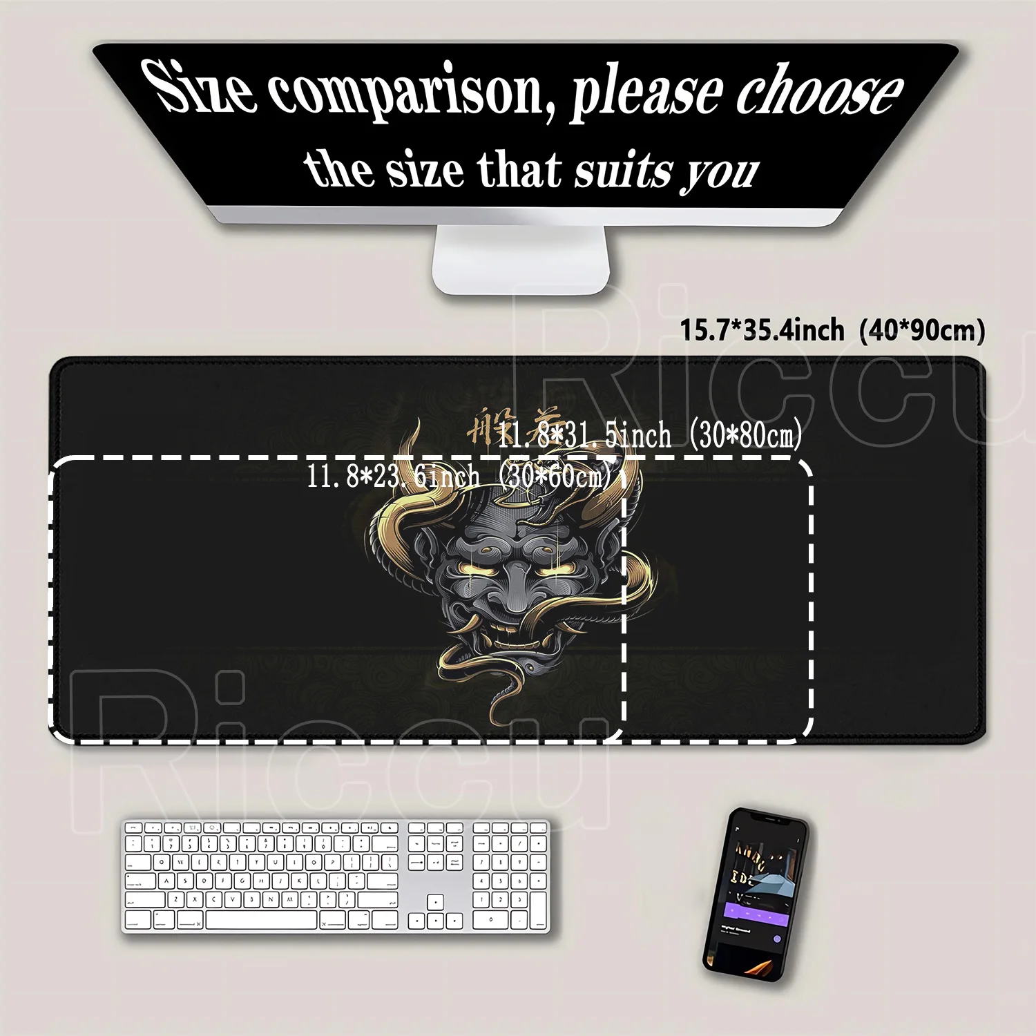 HD Xxl Japanese style Devil Mask prajna Office Computer PC Accessories 400X900mm Table Mat Gaming Mouse pad Gamer Desk mat