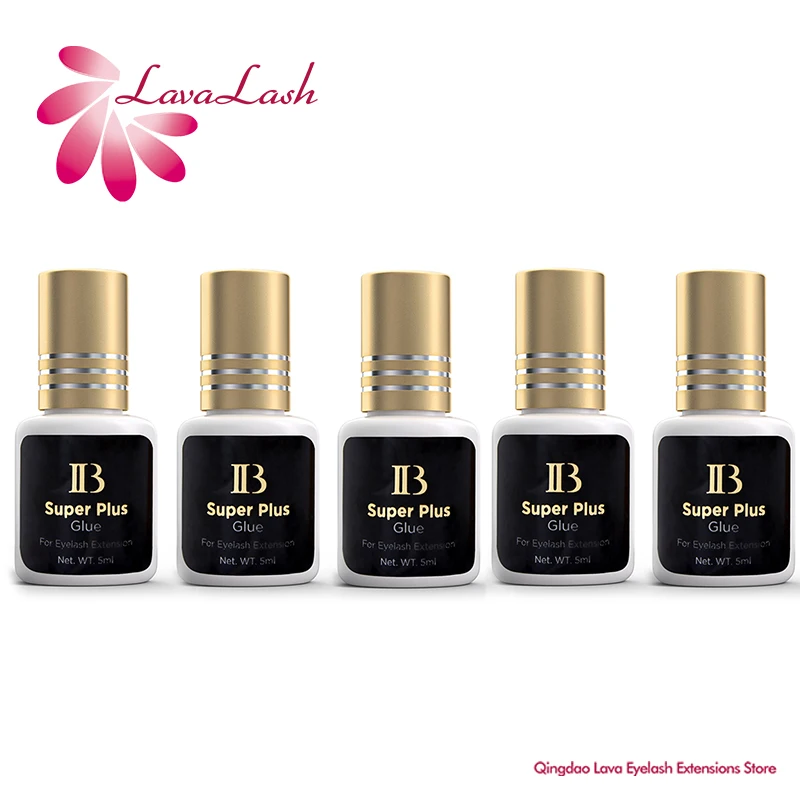 

5 Bottles Korea IB Ibeauty Super Plus Glue For Eyelash Extensions Original 5ml Black Glue Gold Cap Korea 1-2 Seconds Drying Time