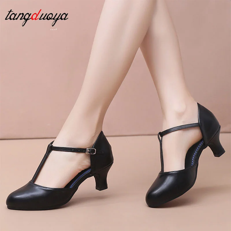 أحذية الرقص اللاتينية النسائية السوداء الحديثة أحذية رقص الجاز قاعة الرقص أحذية المعلم الاجتماعية الفالس التانغو الرقص الكعوب أحذية السالسا