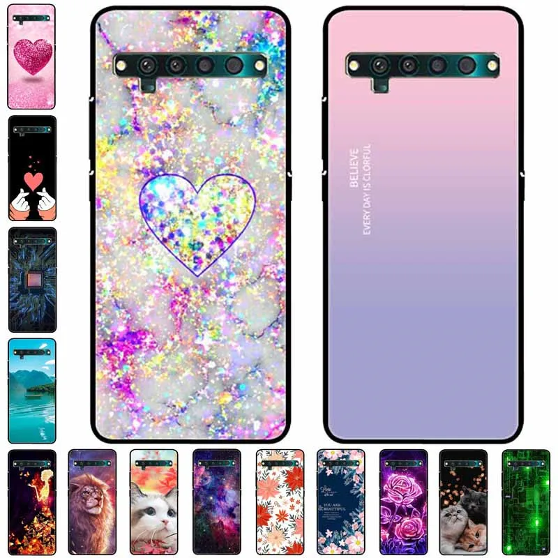 Para TCL 10 Pro Funda de silicona suave a prueba de golpes gato León TPU Fundas traseras para TCL 10 Pro Funda T799B T799H Funda Capa TCL10Pro 6,47''