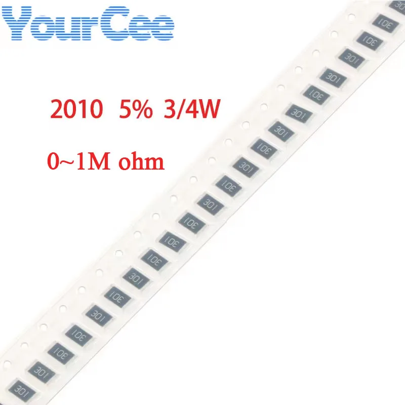 50pcs 2010 SMD Resistor 5% 0~1M 0 1 2 3.3 3.9 5.6 6.8 9.1 10 20 68 91 200 560 680 820 1K 10K 30K 68K 100K 200K 300K 680K 1M ohm
