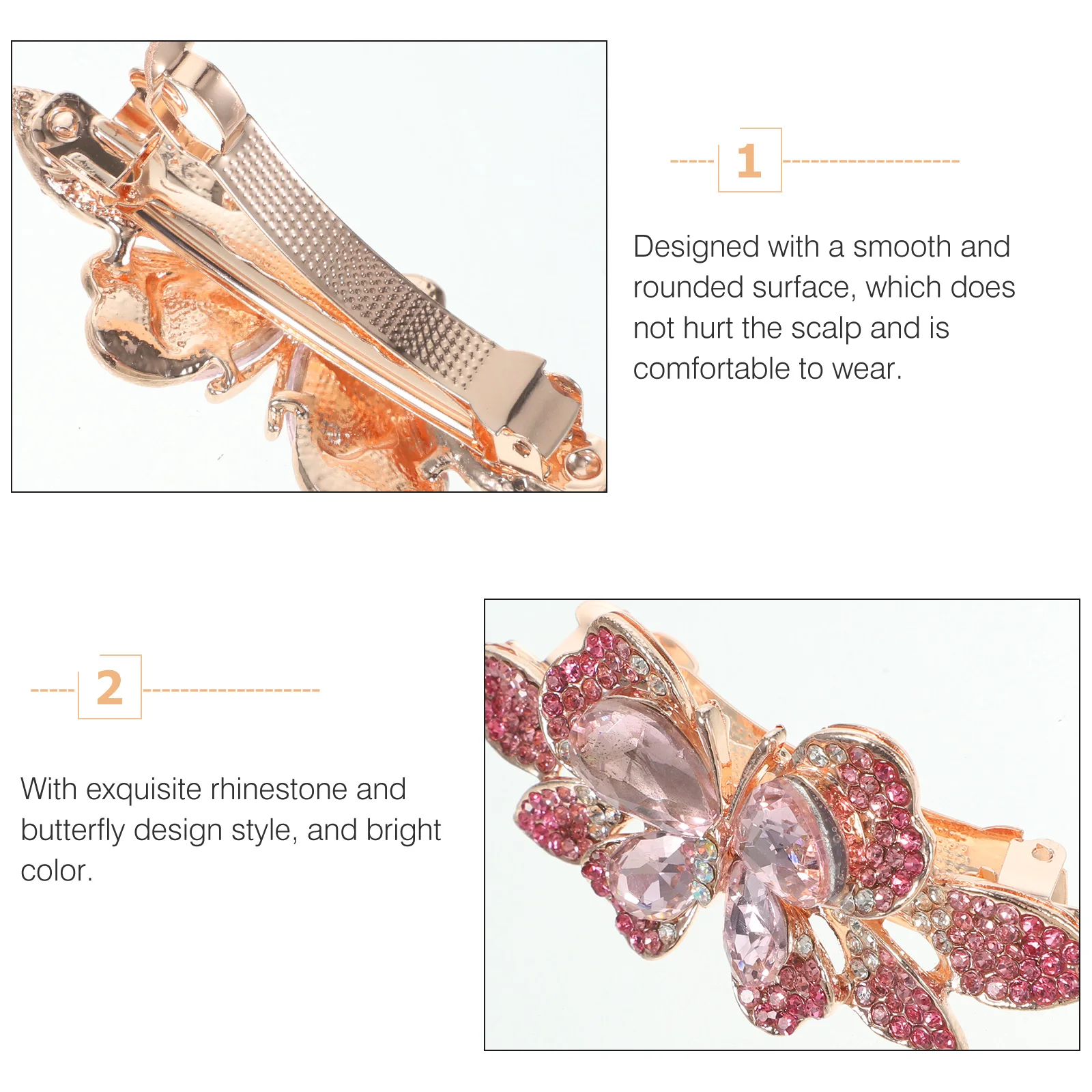 

Delicate Rhinestone Hair Clip Butterfly Style for Ladies Wedding Parties Beaches Celebrations and Daily Use Hair Clips