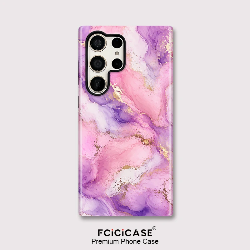 Fcicicase S25 Ultra Marble Print Phone Case For Samsung Galaxy S23 Plus S24 S20 FE A56 A26 A36 A16 Double-layer Matte Cover