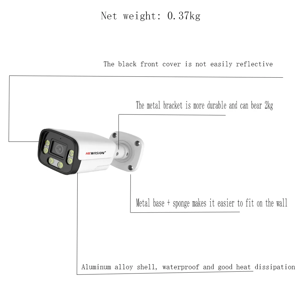 4CH 5MP H.265 IP Camera POE Security Surveillance Camera ONVIF Two Way Audio Double Light Color Night Waterproof CCTV Video