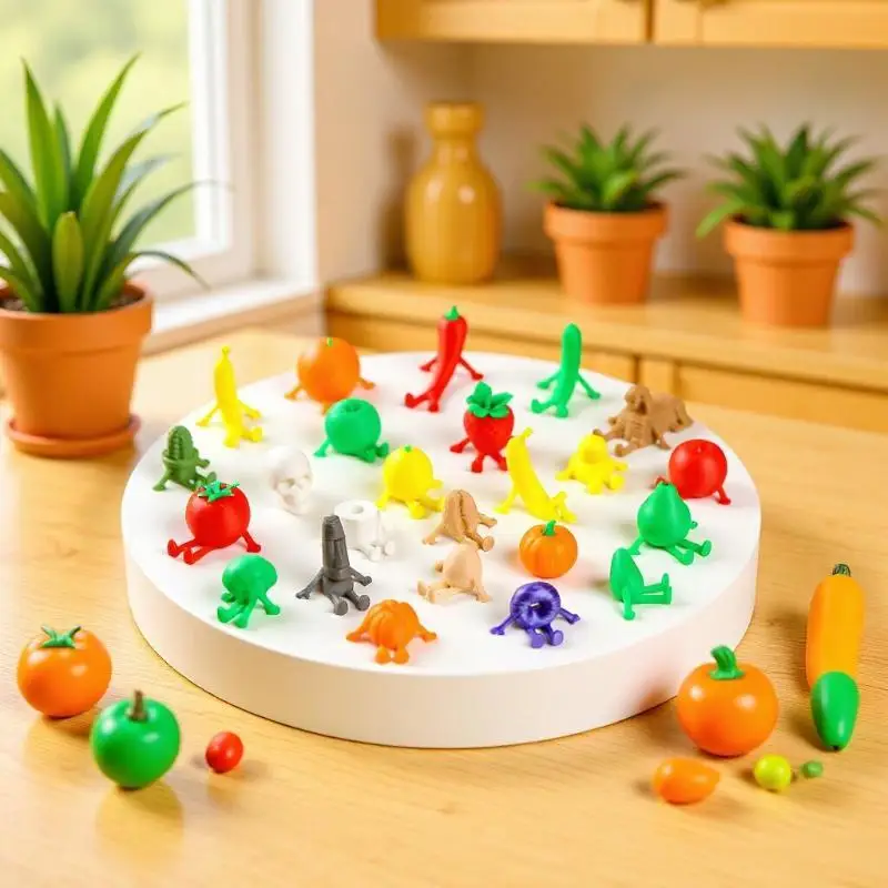 30Pcs 3D Printed Funny Mini Fruits Figurine Cute Fruits Character Miniature Dollhouse Ornament Desktop DIY Decor Birthday Gift