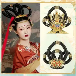 Ancient Hanfu Props Performance Bunch Fairy Flying Cos Chang'e Hair Bun Tang Dynasty Stage Performance Wig Hair Accessories