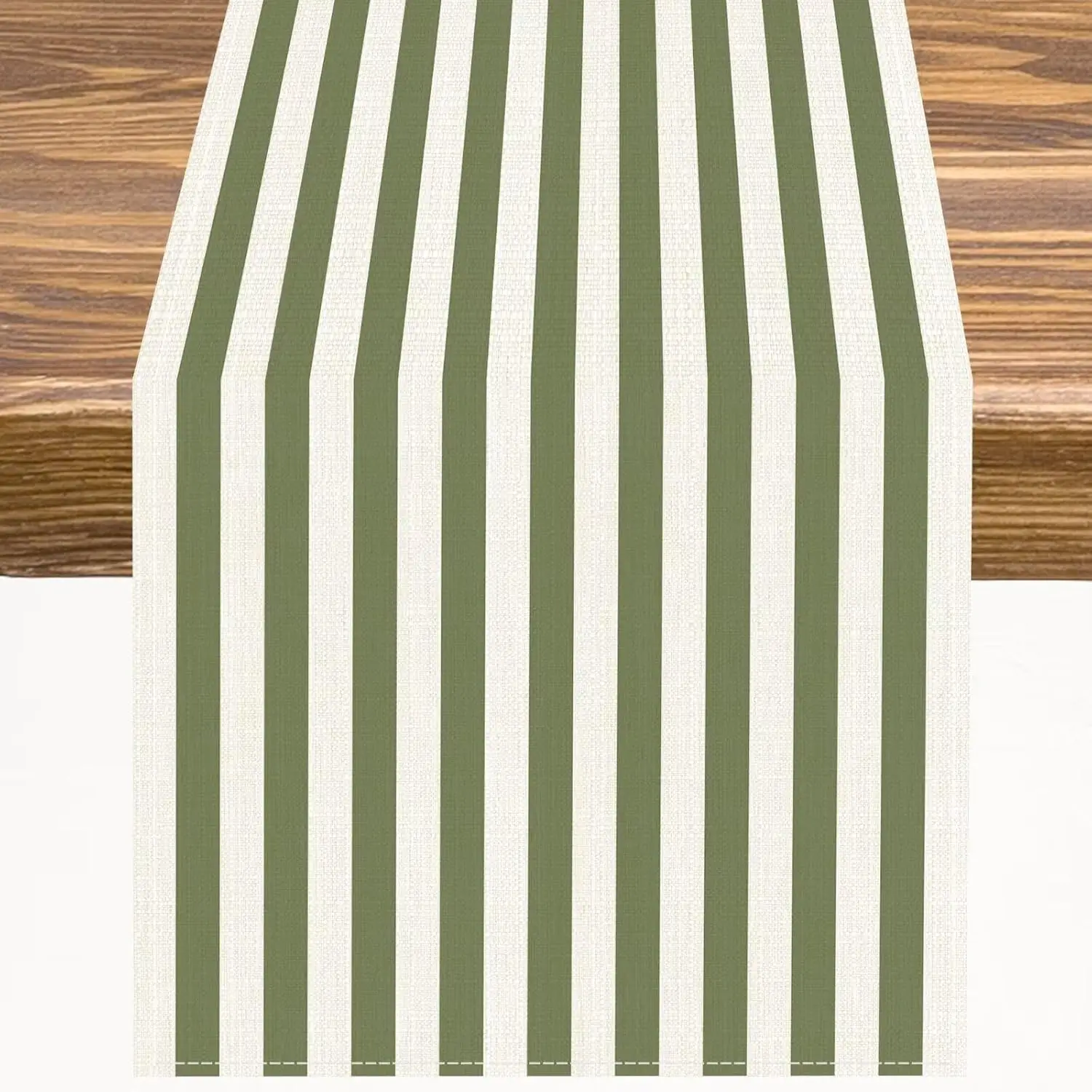 Sage Green Striped Linen Table Runner Holiday Party Decor Reusable Farmhouse Kitchen Dining Table Runner Wedding Party Decor
