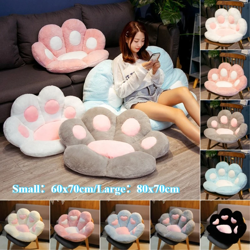 60x70cm Cat Paw Seat Cushion Comfy Plush Chair Cushion Cute Stuff Seat Pad Soft Floor Sofa for Office Living Room Bedroom Decor