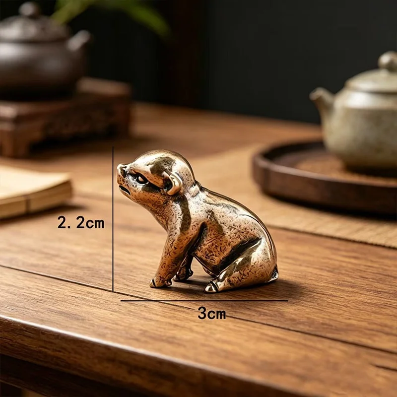 Antique Copper Lucky Pig Ornaments Retro Brass Animal Miniatures Figurines Home Desk Decoration Bronze Living Room Decor Crafts