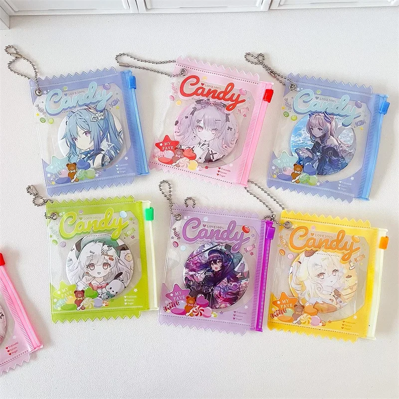 5pcs Japanese Series Pain Bag Keychain Display Pendant Protection Card Set Props Insignia Collection Bag Keyring for Anime Lover