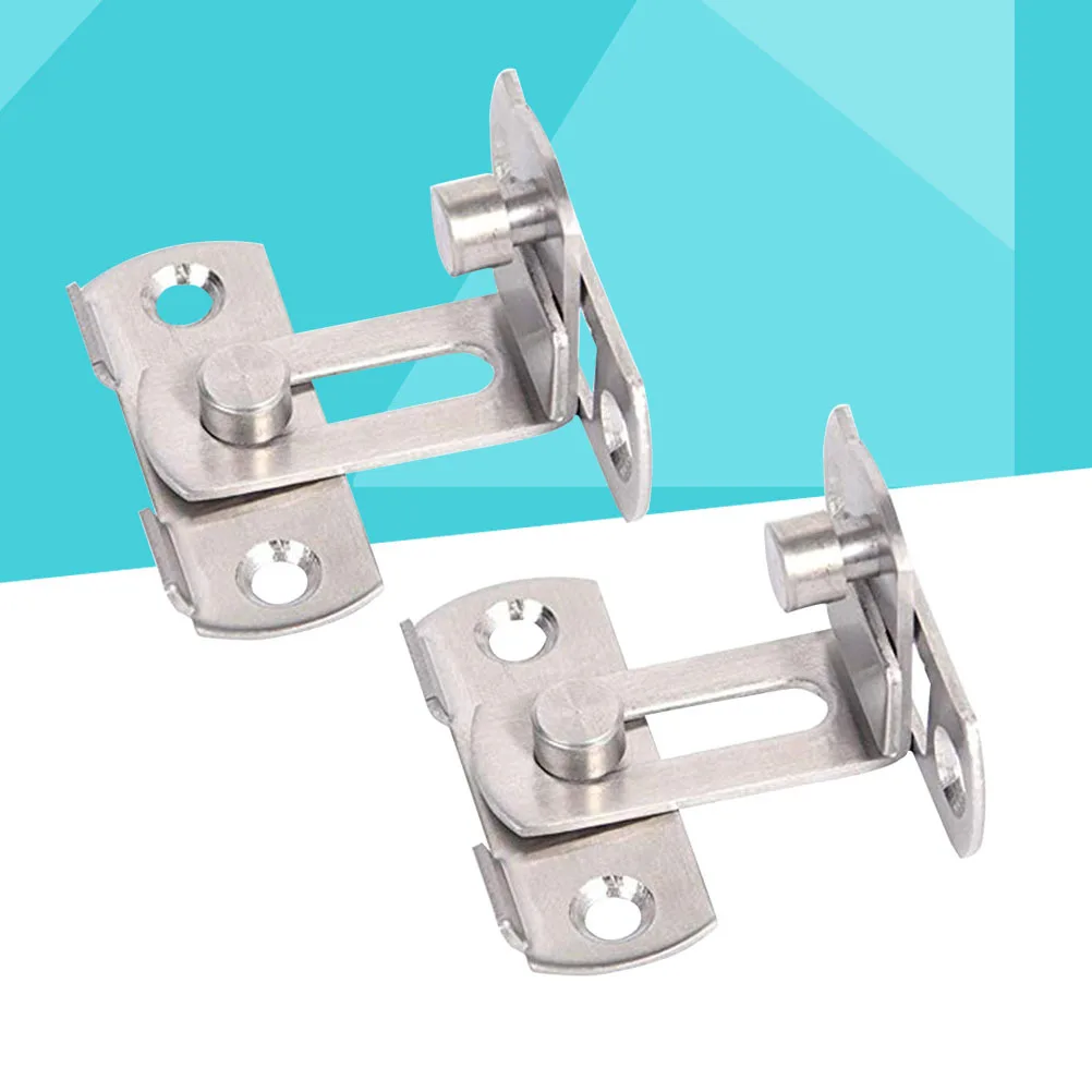 

2Pcs 90 Degree Stainless Steel Right Angle Door Latch Buckle Sliding Lock Heavy Duty Hasp for Sliding Doors Windows Furniture