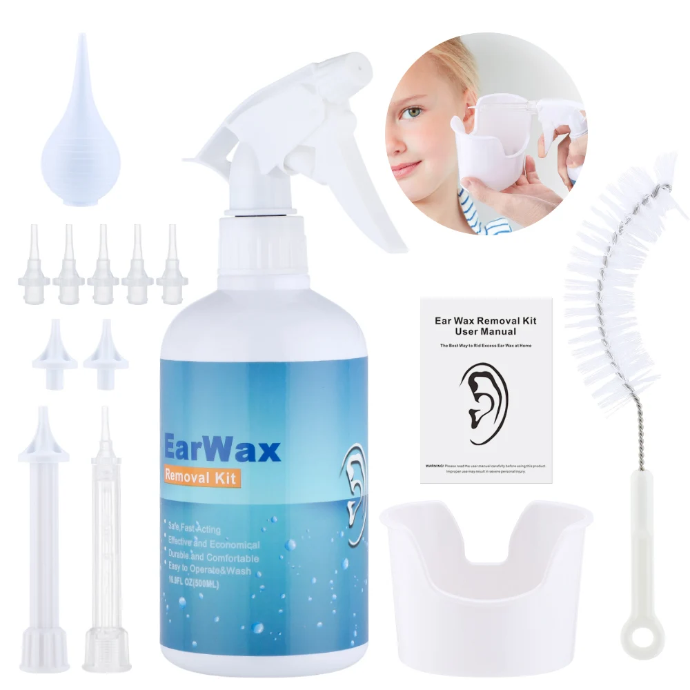 500ML Ear Irrigation Cleaning Kit Ear Wax Removal Kit Ear Washing Syringe Squeeze Bulb Earwax Remover for Adults Kids Ear Care