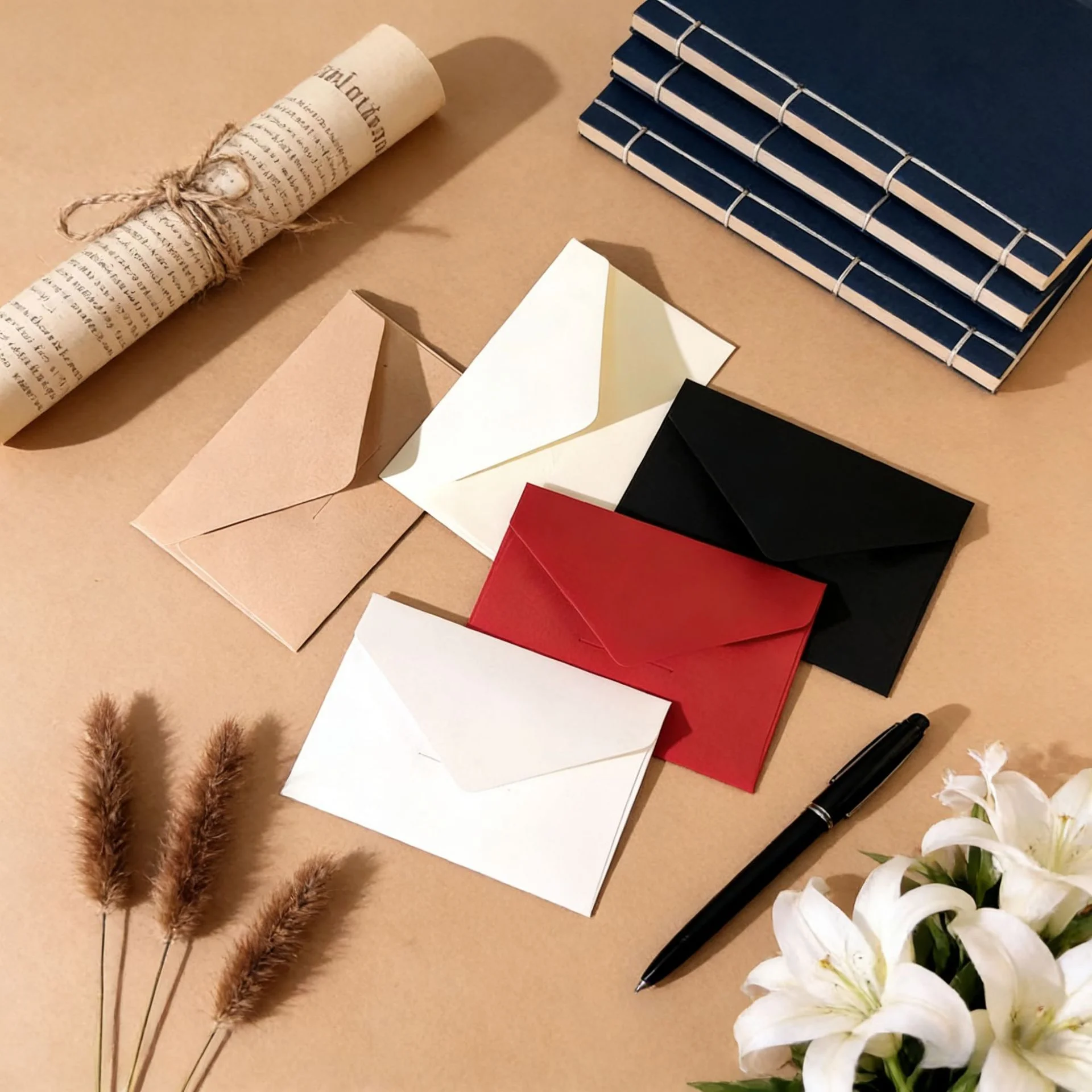 50pcs Vintage Kraft Paper Envelopes Blank Card Sleeves (4.13x2.76 )Inch Credit Card Holder Invoice Receipt Premium Stationery