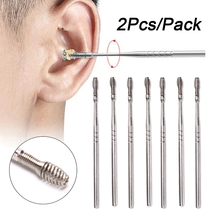 2 Piece Portable Stainless Steel Spring Helix Ear Wax Remover Spring Ear Cleaner Ear Care Tools