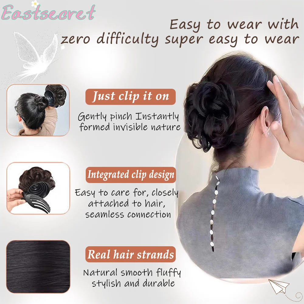 Human hair of head fluffy flower bud curly hair loop wig bag Accessories For Women Hair bun Scrunchie Hair Piece Natural Women's