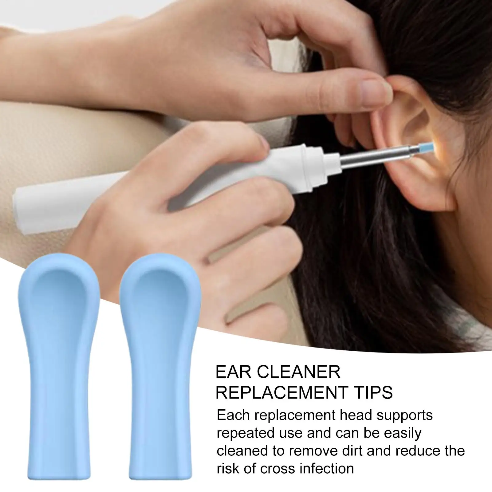 Silicone Ear Spoon Tips Ear Cleaner Wax Removal Replacement Heads Reusable Ear Camera Accessory for Most Visual Ear Scoop