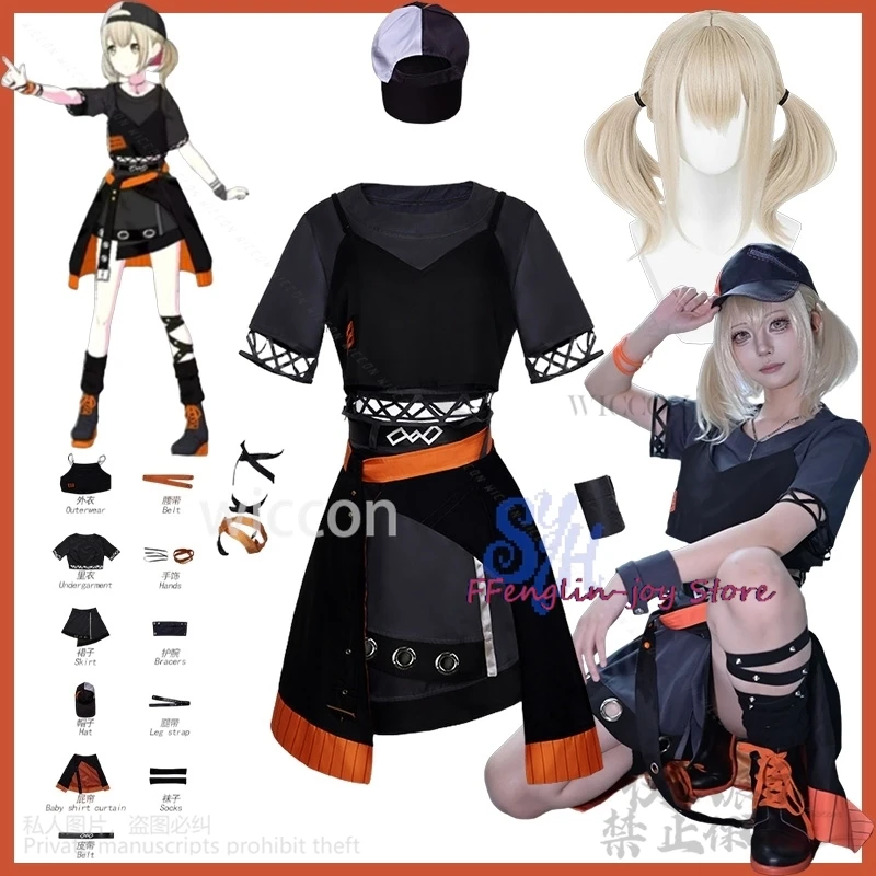 

Azusawa Kohane CR ZY Game Project Sekai Colorful Stage Cosplay Anime Costume Orange Punk Dress Lolita Hat Halloween Customized