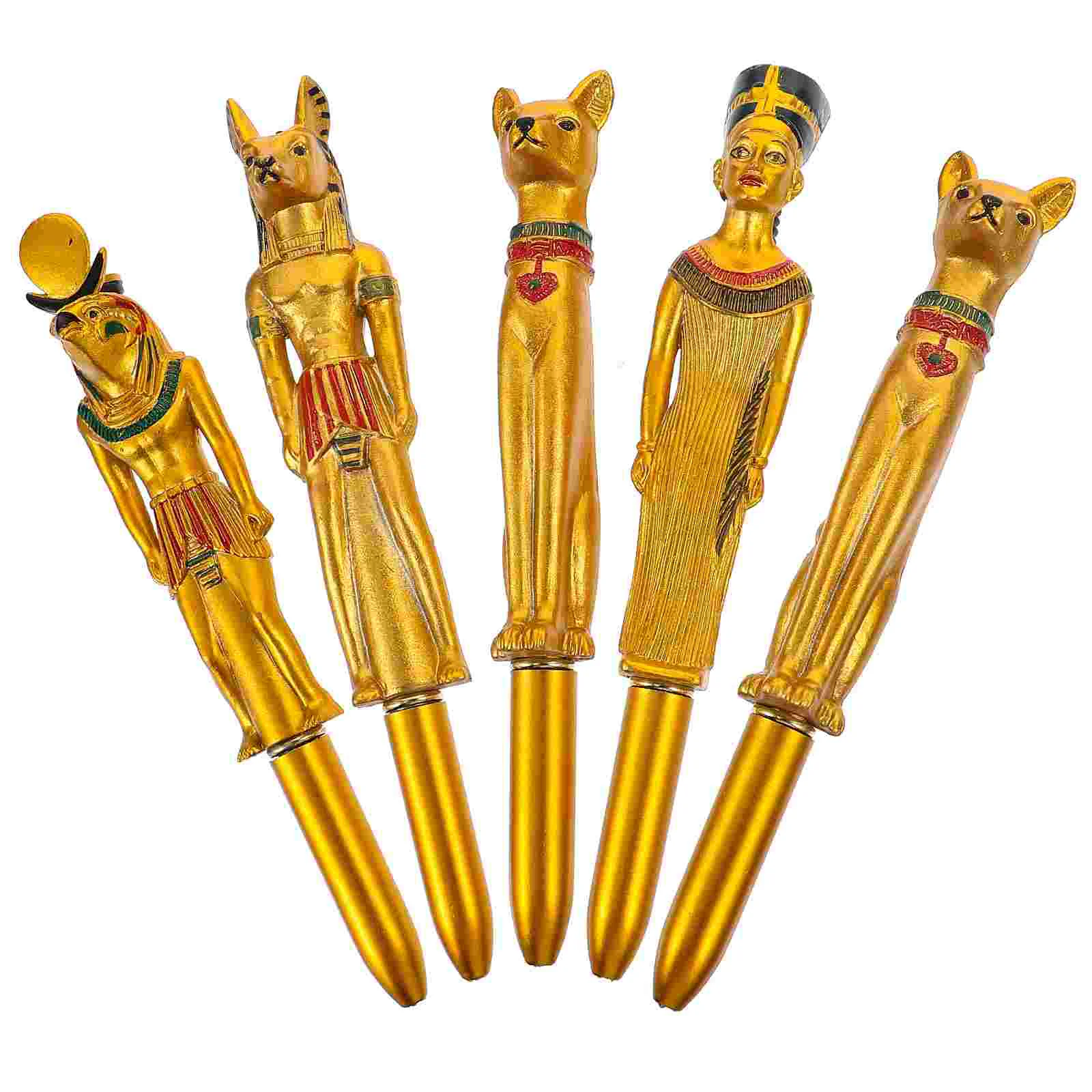 

5pcs Creative Ball-Point Pen Egyptian Character Pharaoh Shaped Craft Ball-Point Pen Promotional Activity Gift for Home Store