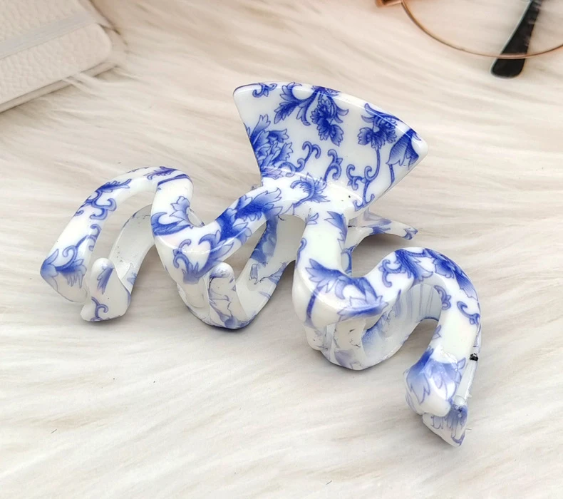 New Vintage Blue And White Porcelain Color Hair Claws For Woman Barrettes Hairpin Hair Clips Headwear Hair Accessories Hairgrip