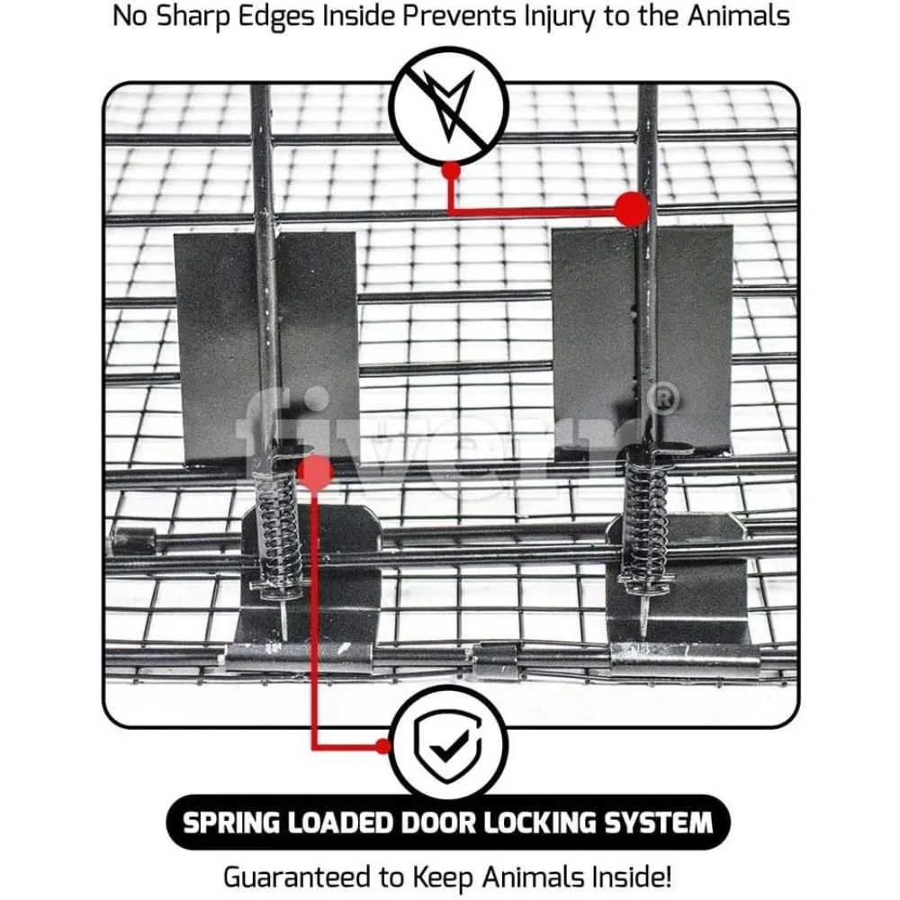 مصيدة حيوانات بشرية قابلة للطي مقاس 50 بوصة - مصائد آمنة لجميع الحيوانات - الكلاب، الراكون، القطط، القهوة الأرضية، Opossums، ذئب البراري