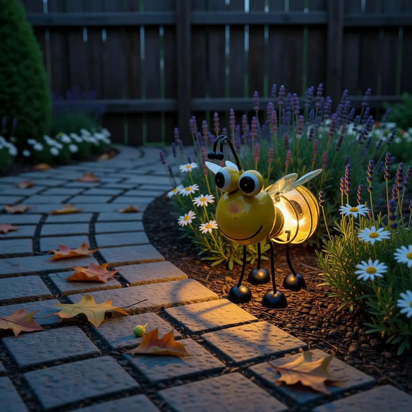 Solar Bee Garden Statue Waterproof Metal Fairy Insect Sculpture for Yard Art Porch Landscape Ornament Patio Flowerpot Decoration