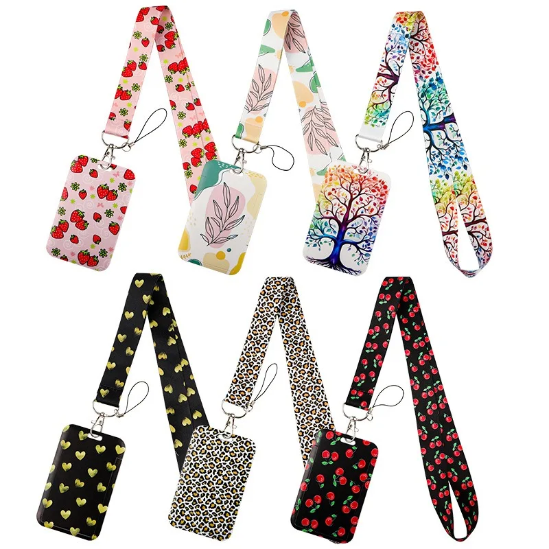 Card ID Badge Holder with Neck Strap Lanyard Business Id Card Holder Accessories Gray Leopard Print Fashion Credit Card Case