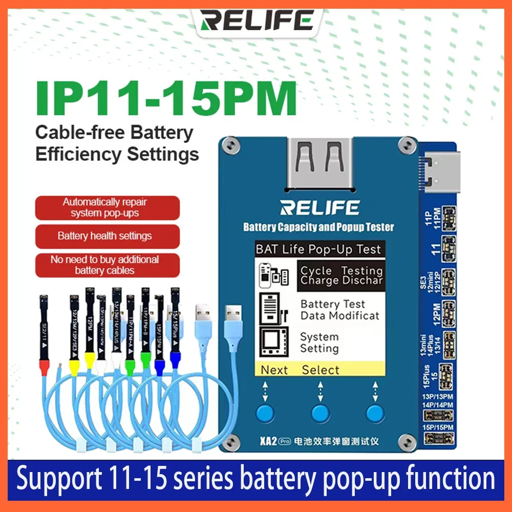 

RELIFE XA2 Pro Battery Efficiency Life Pop-up Tester Supports IPhone 11-15 Series Battery Repair Pop-up Function