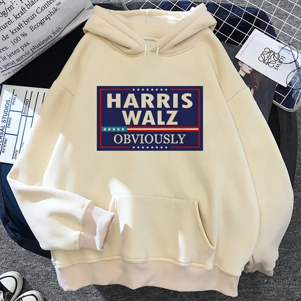 

Harris Walz hoodie Y2K patterned winter clothes for teens comfortable female hoddie pullover streetwear trendy soft fabric