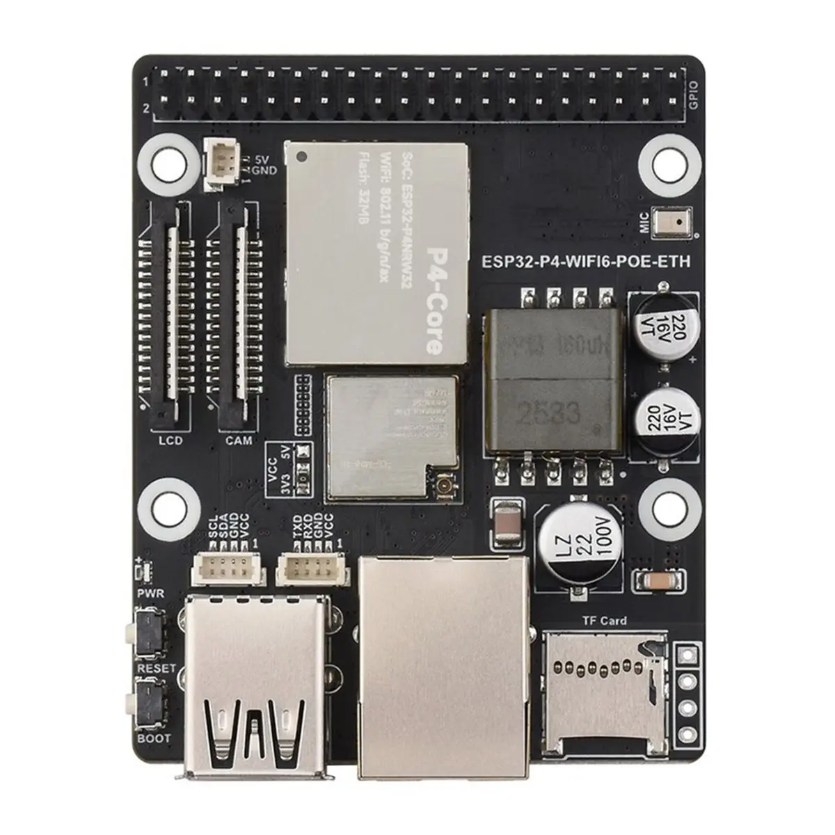 Carte de développement P4-WIFI6-POE-ETH - La carte de développement P4 prend en charge le Wi-Fi 6 2,4 GHz et le BLE 5 pour l'alimentation