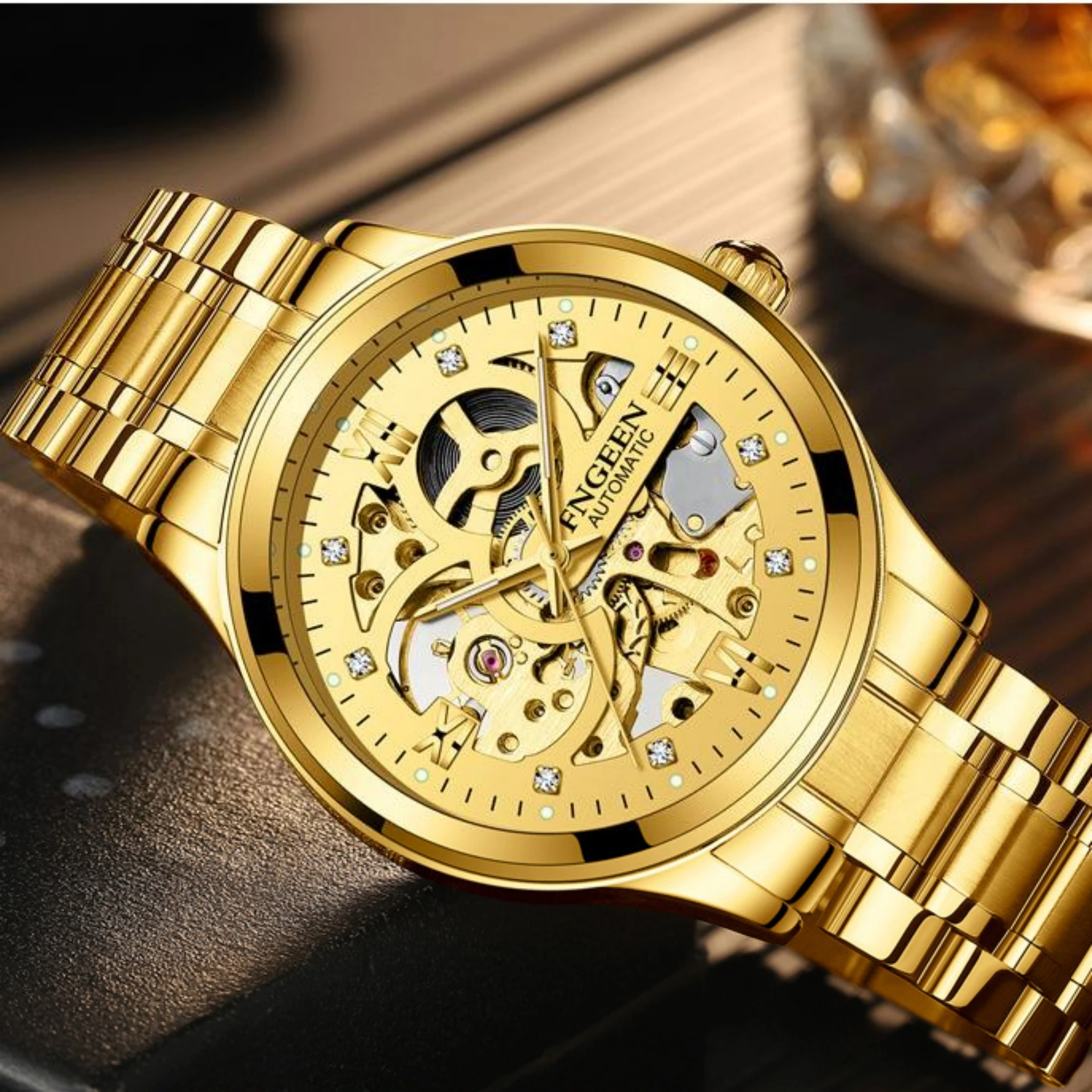 Fully Automatic Mechanical Watch Business Watch 30M Waterproof Hollow Skeleton Tourbillon Stainless Steel Mechanical Watch Gift