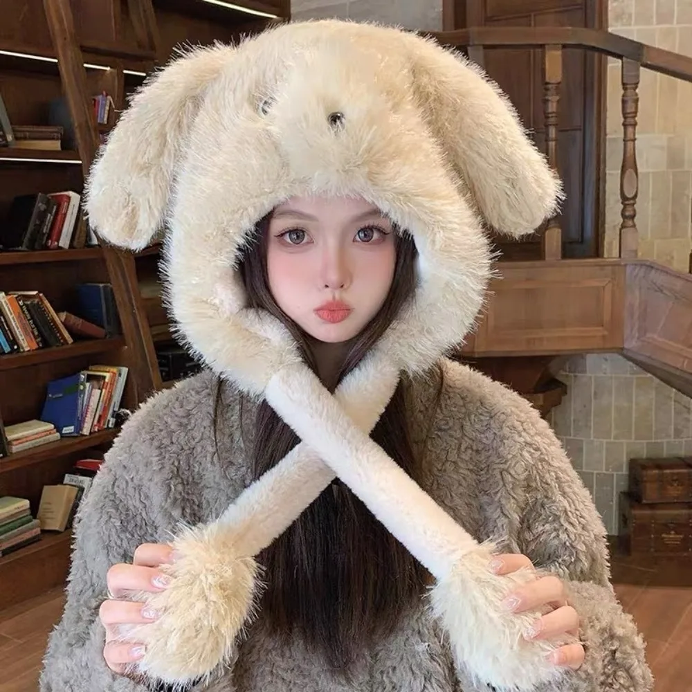 عارضة الكرتون المنقولة آذان جرو قبعة Kawaii يندبروف رقيق ليو فنغ قبعة حماية الأذن سميكة قبعة دافئة الدراجات