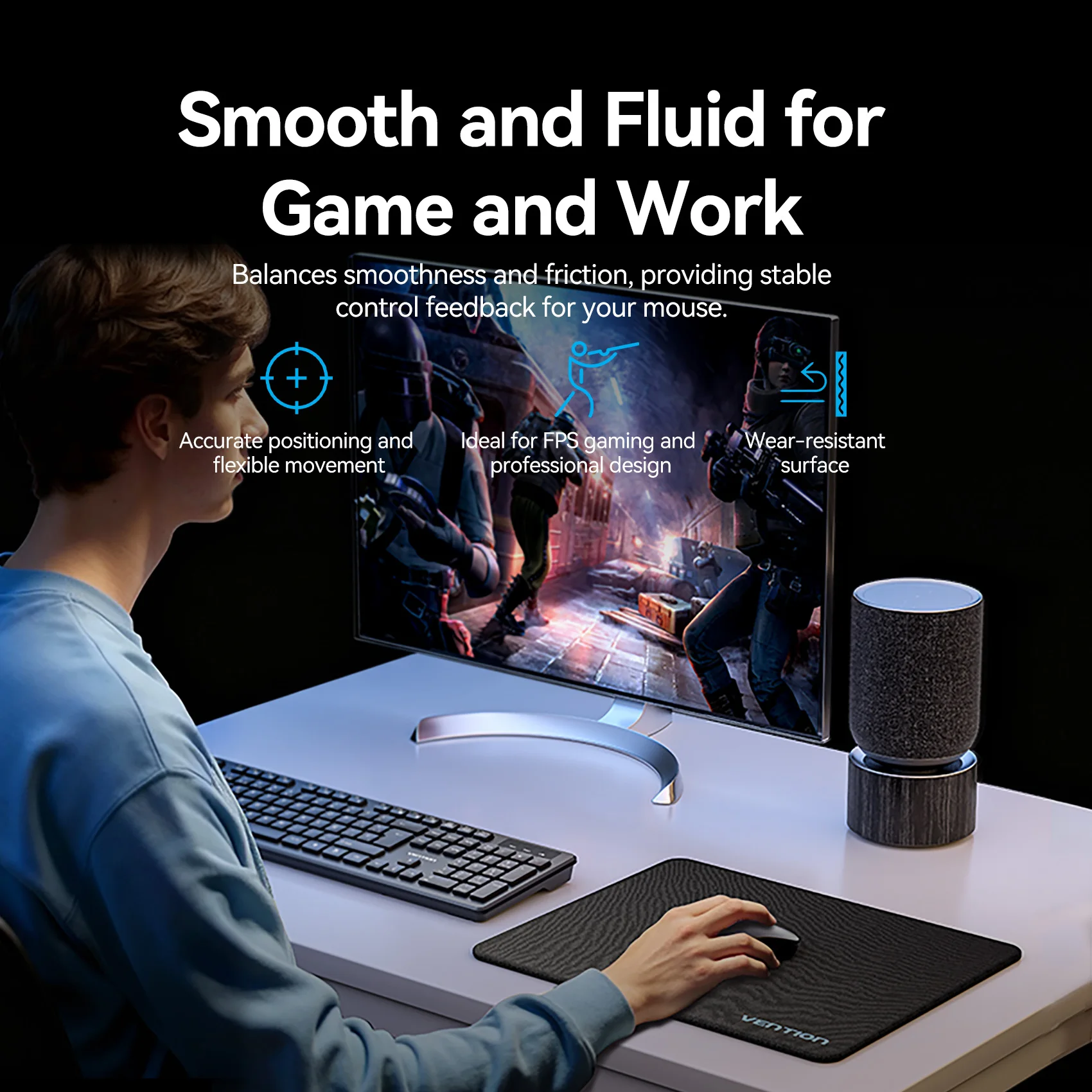 Vention Gaming Mouse Pad Smooth Surface Office Desk Table Mat Textured Premium Mouse Pad 320 280 4mm 450 400 4mm