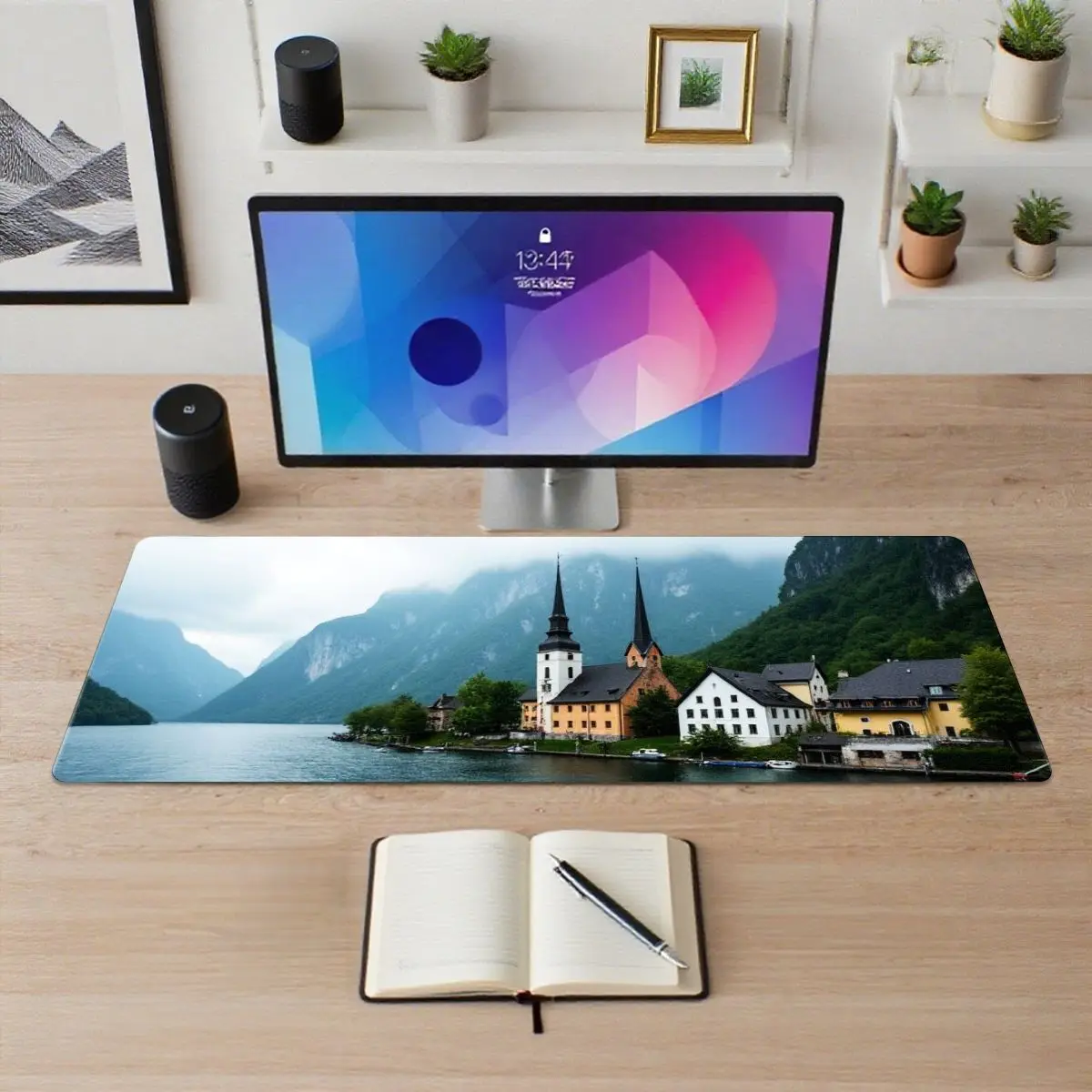 لوحة ماوس بانورامية ماونتن ريفر للمناظر الطبيعية، قاعدة مضادة للانزلاق، طباعة عالية الدقة مثالية للاستخدام المكتبي، مقاس 31.5 × 11.8 بوصة #2