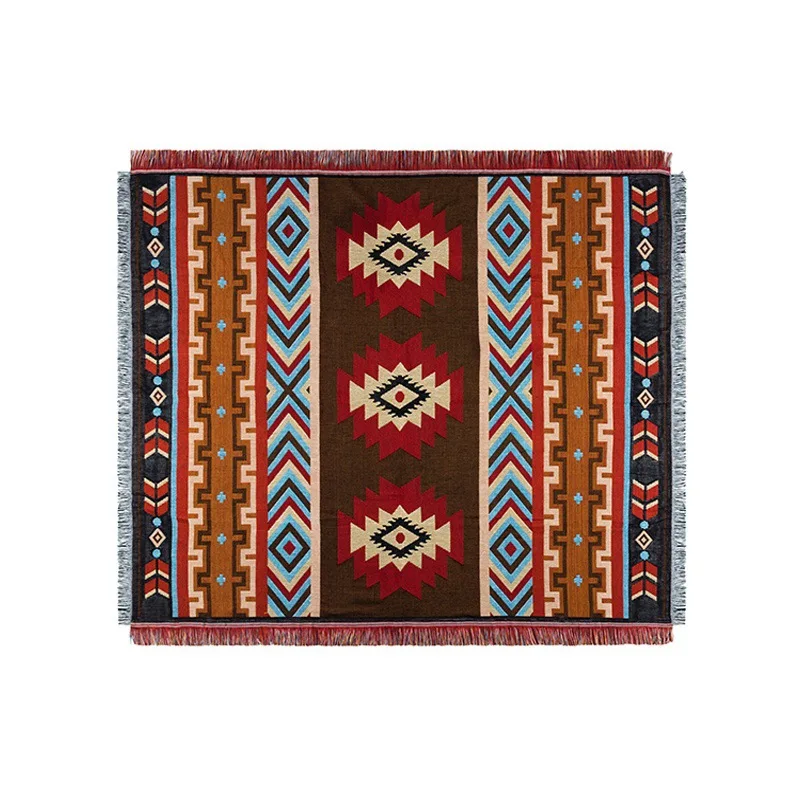 Camping Picnic Blanket Tribal Blankets Indian Outdoor Rugs Boho Decorative Bed Blankets Plaid Sofa Mats Travel Rug Tassels Linen