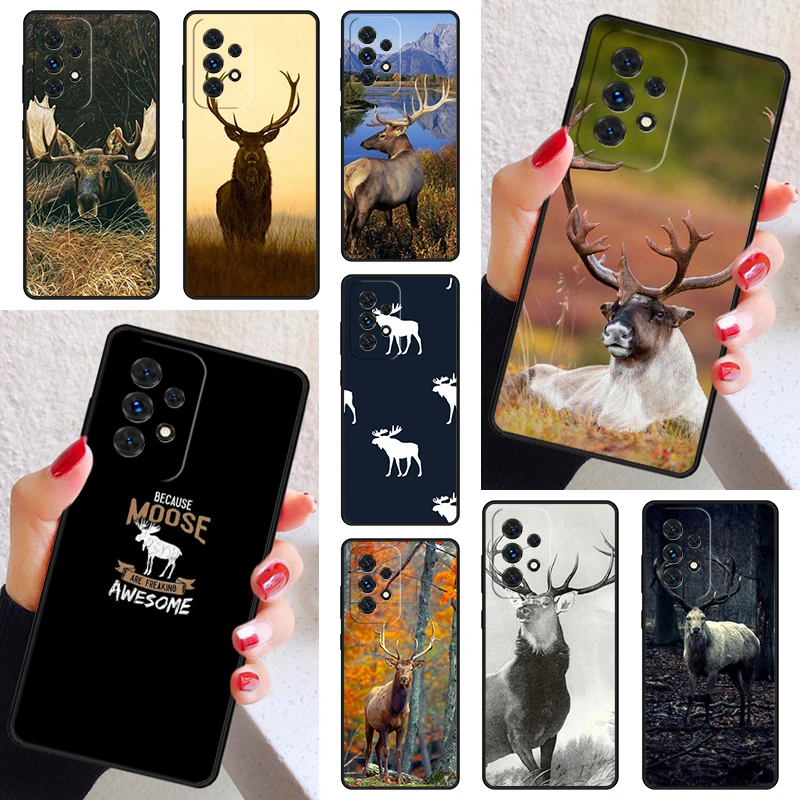 Beautiful Nature Wild Reindeer Moose Stag Phone Case For Samsung A52 A72 A73 A20e A21S A50 A70 A12 A42 A31 A40 A51 A71 A32 A80