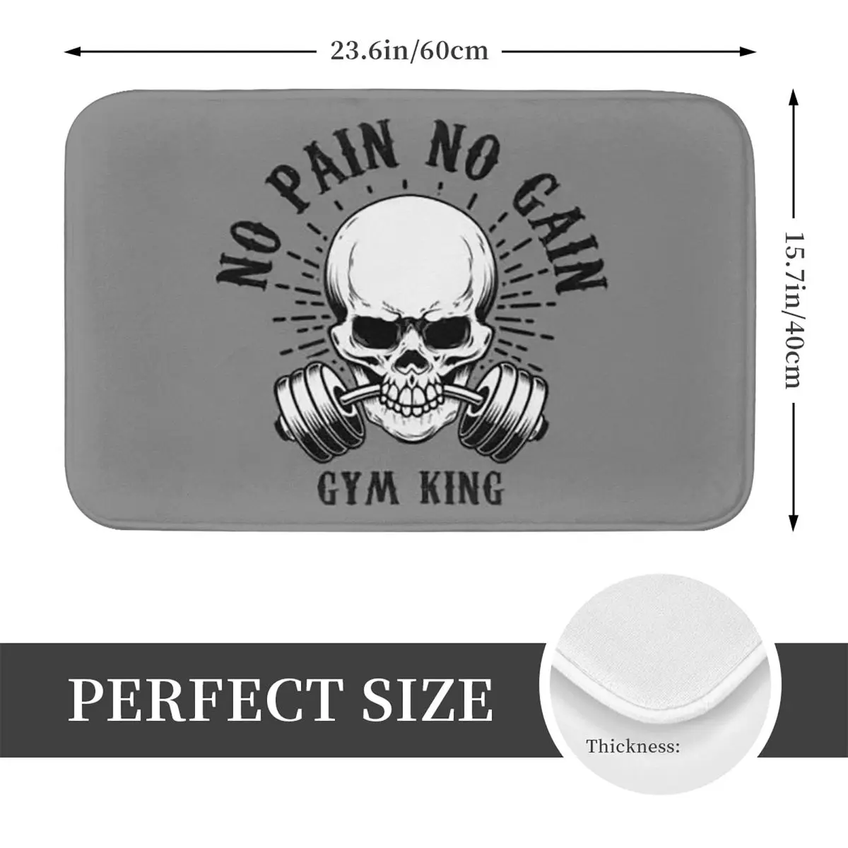 Powerhouse Gym Bodybuilding Fitness Motivational Quote Anti-slip Doormat Floor Mat Cushion Carpet Rug for Kitchen Entrance Home