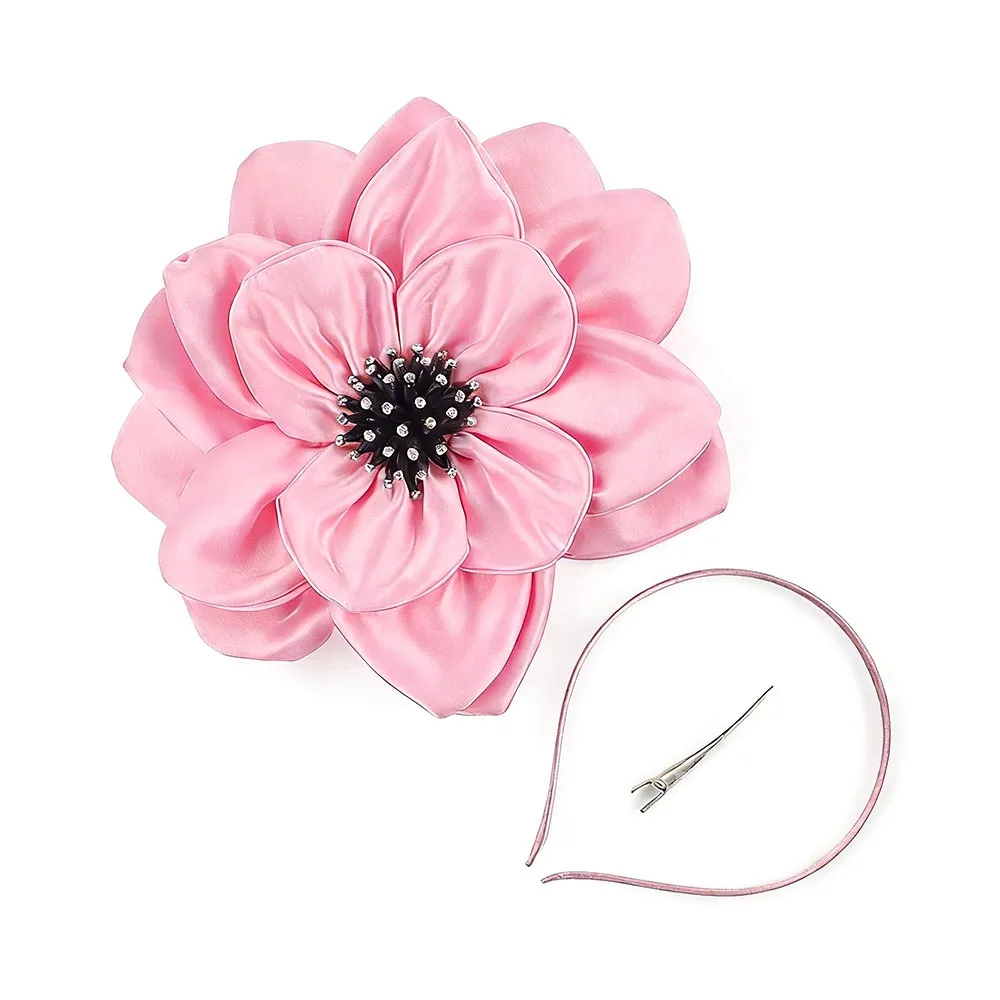 

New Exaggerated Flowers Fascinator Rose Flowers Bridal Makeup Prom Hair Band Headwear