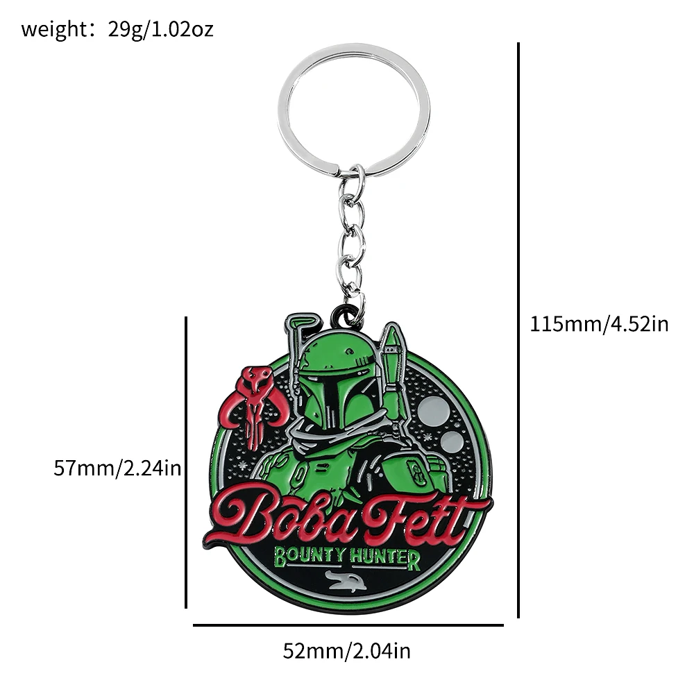 Star Wars Protagonist Group Enameled Keychain with Boba Fett Pendant Metal Keyrings for Backpack Accessory Gift for Friends