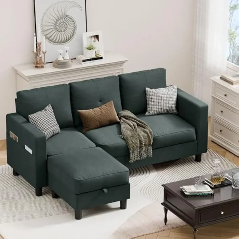 

Convertible Sectional Couches for Living Room, L-Shaped Couch 3 Seat Sectional Sofa Set with Polyester Fabric