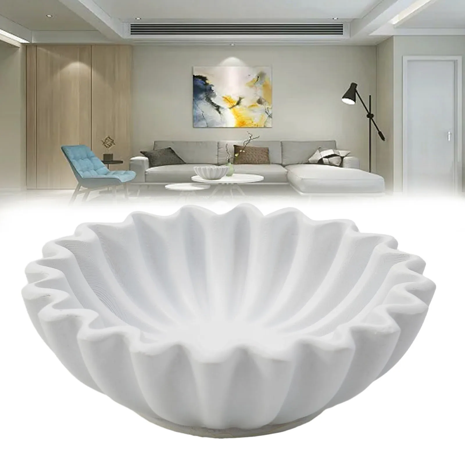 Versatile And Long Lasting Fluted Ruffle Decorative Bowl Scalloped Bowl Resin Flower Bowl Sculpture Desktop Jewelry NEW Arrival