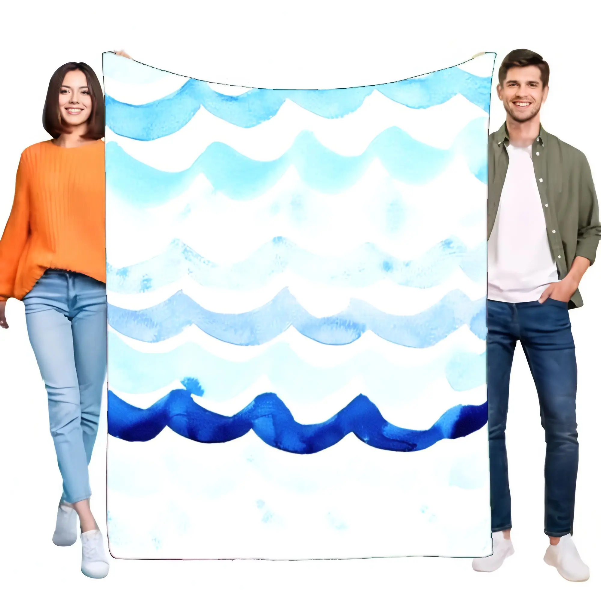 Blue Waves Pattern Blanket Soft Cozy Throw for Bed or Sofa Lightweight Home Decor Perfect Gift for All Occasions