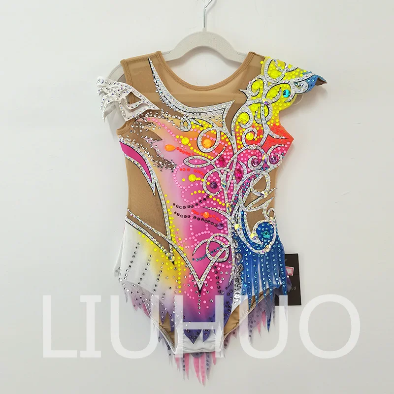 

LIUHUO Rhythmic Gymnastics Leotard Colorful Competitive Cheerleading Performance For Children BD9559